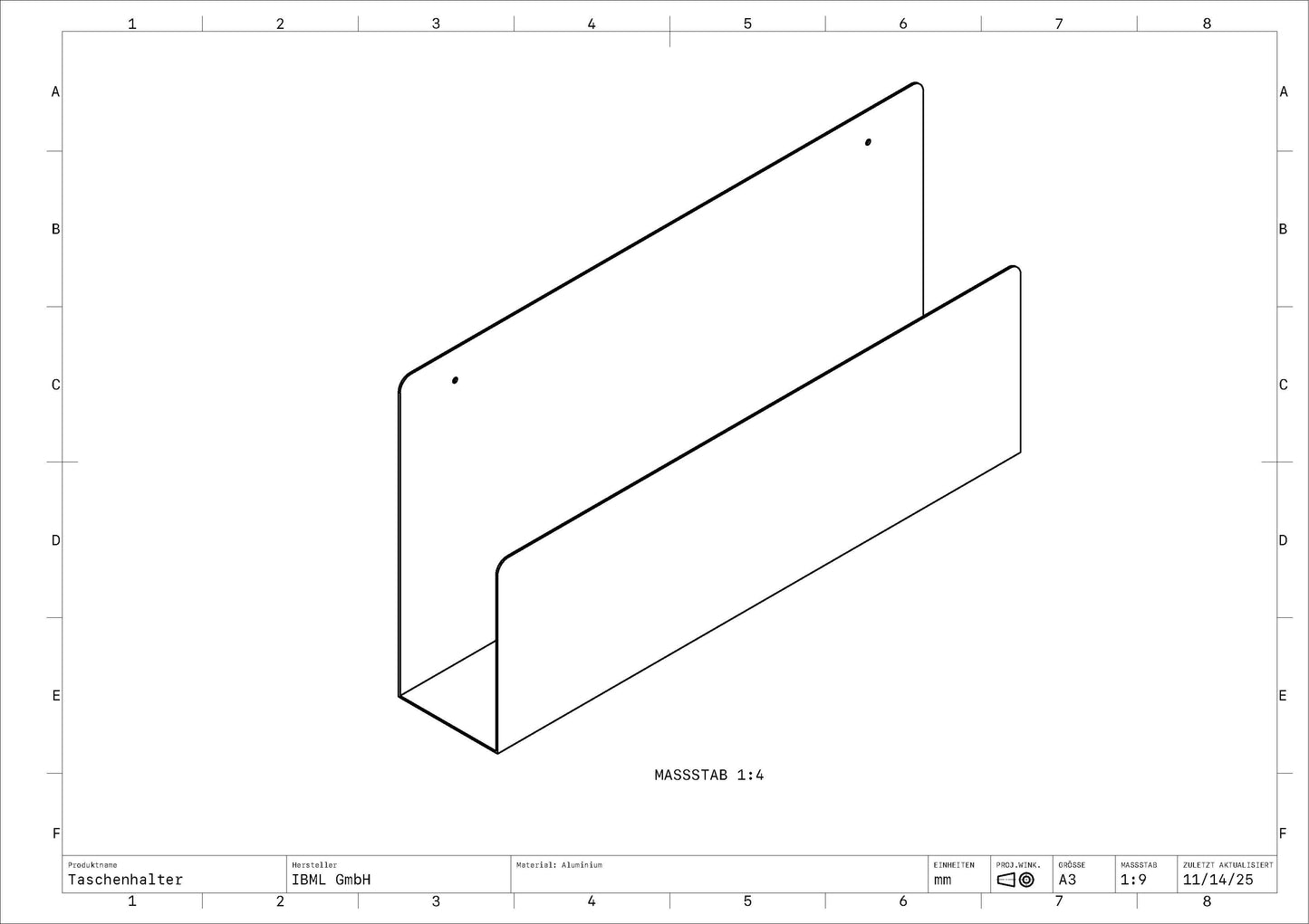 Taschenhalter aus Aluminium – modernes Design & praktische Stauraumlösung