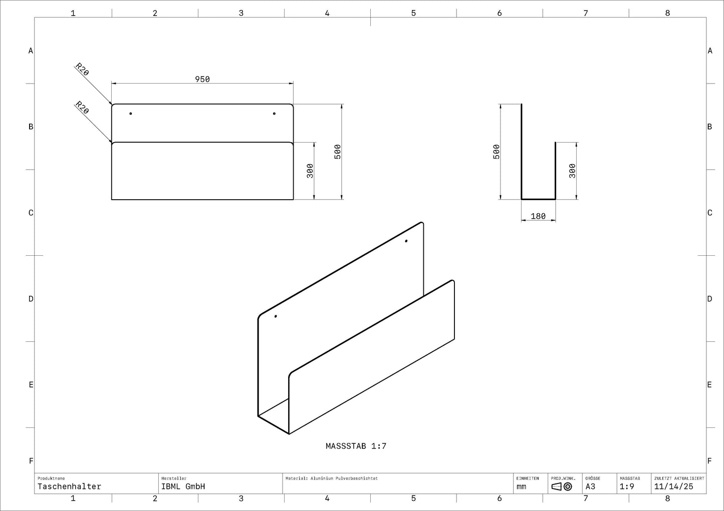 Taschenhalter aus Aluminium – modernes Design & praktische Stauraumlösung